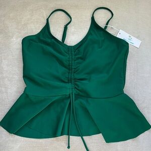NWT Green Ruched Bikini Top